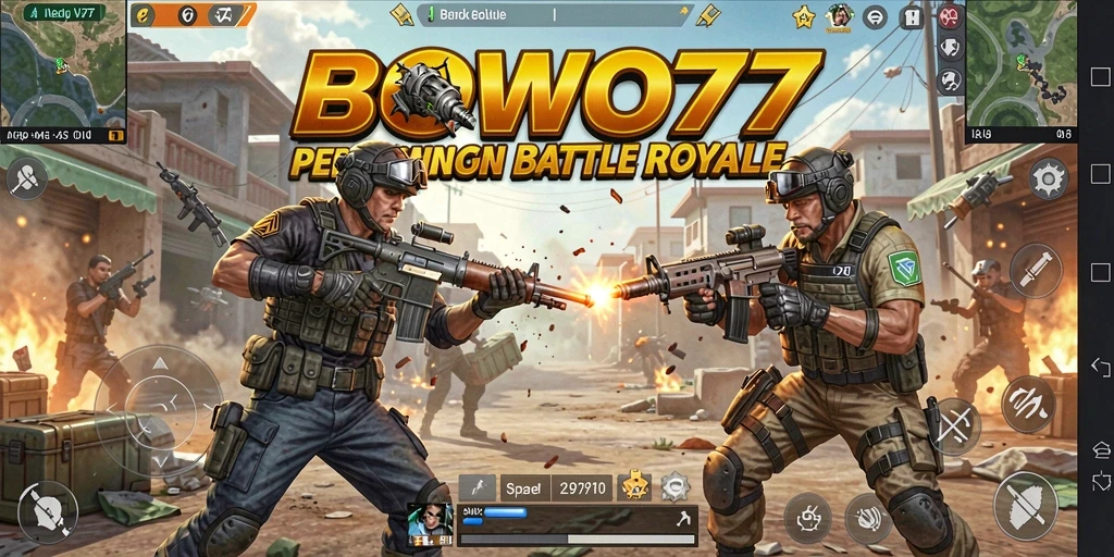 Screenshot gameplay BOWO77 menampilkan aksi seru dan strategi dalam pertempuran.