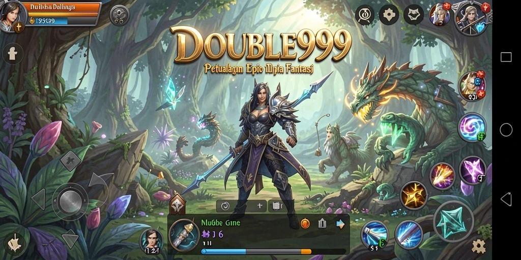 Tampilan gameplay epik dari DOUBLE999 yang menampilkan aksi RPG yang mendebarkan.