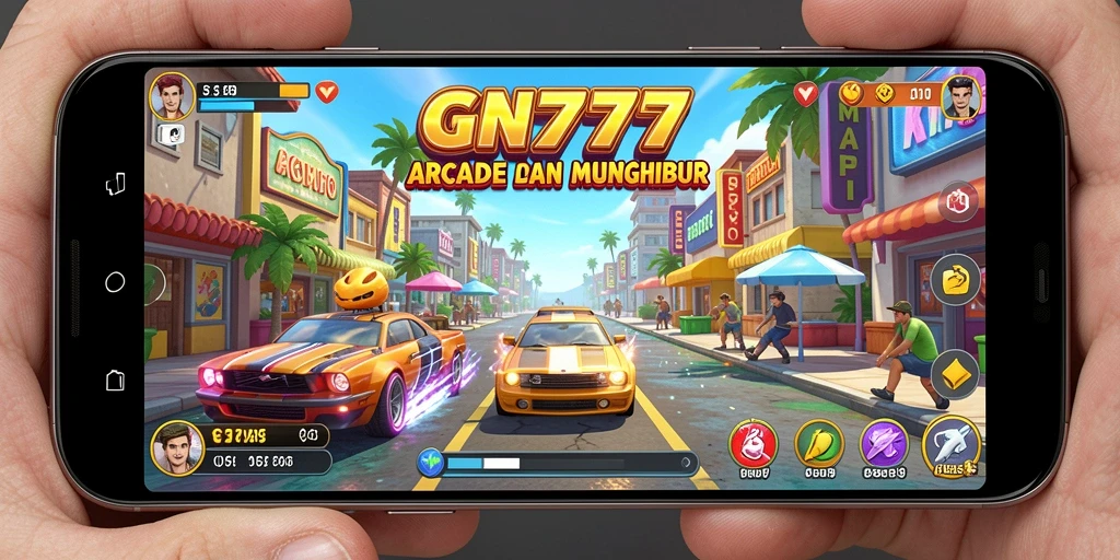 Screenshot utama GN777 menampilkan gameplay Arcade yang penuh aksi.