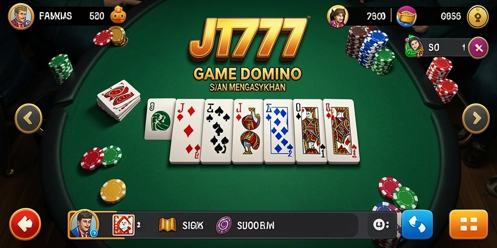 Tampilan gameplay Domino yang seru dan interaktif di JT777.