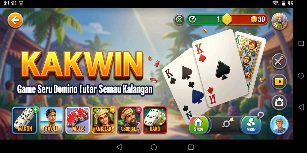 Screenshot gameplay KAKWIN menampilkan suasana seru permainan Domino.