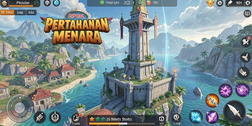 Tampilan gameplay menarik dari Tower Defense RPOK yang mendebarkan.